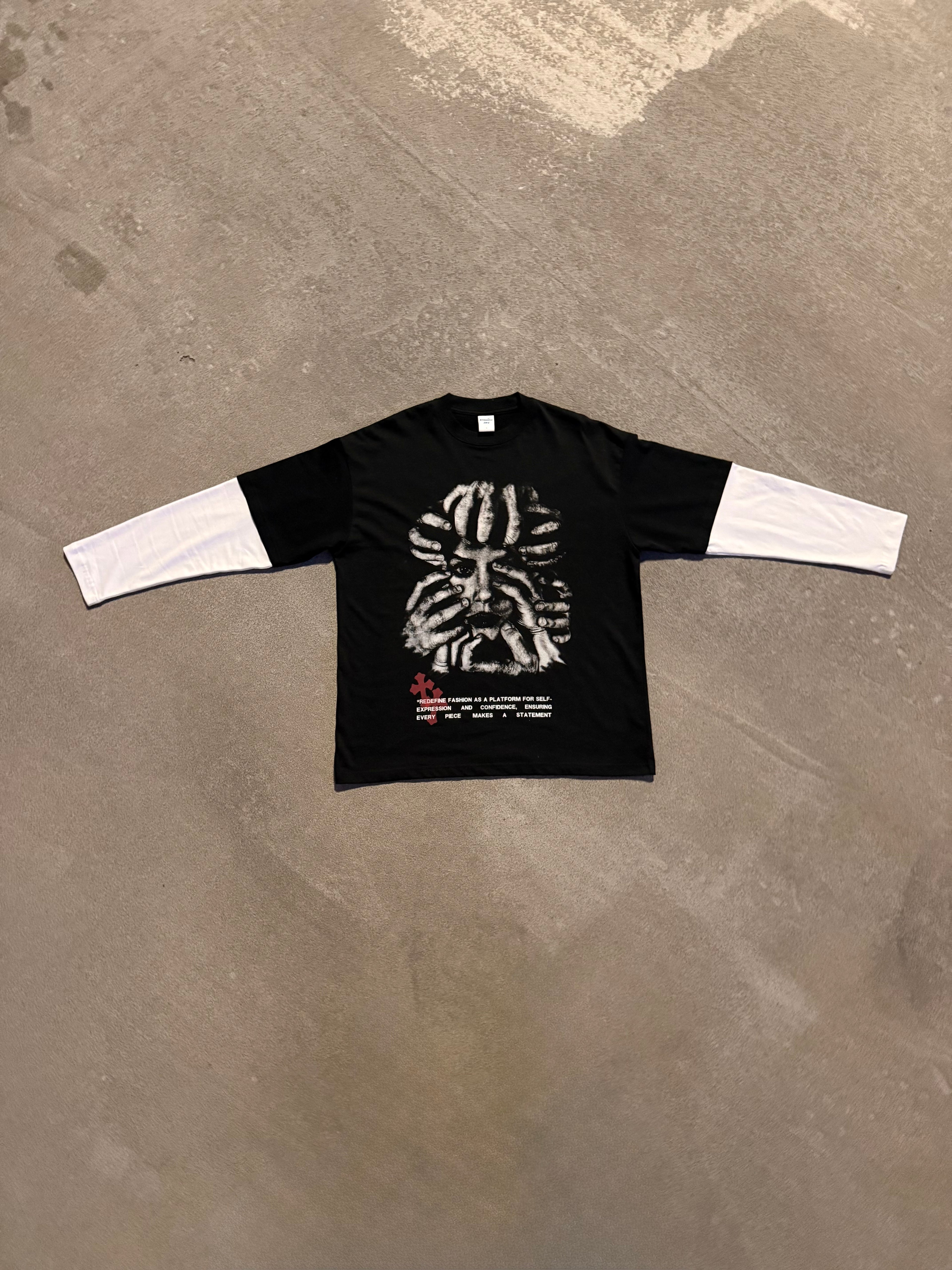 'SURROUNDED' Double Sleeve Tee - Black