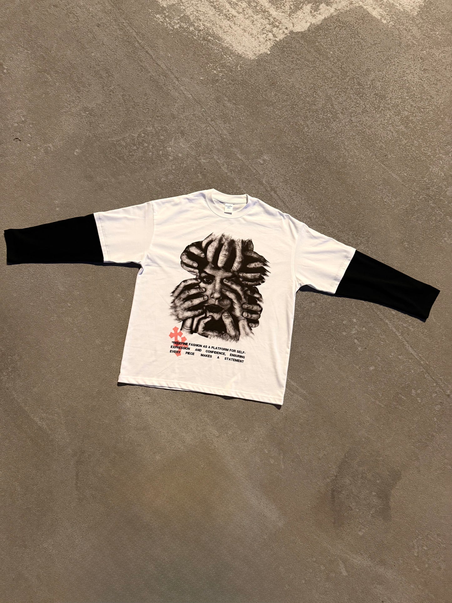 'SURROUNDED' Double Sleeve Tee - White