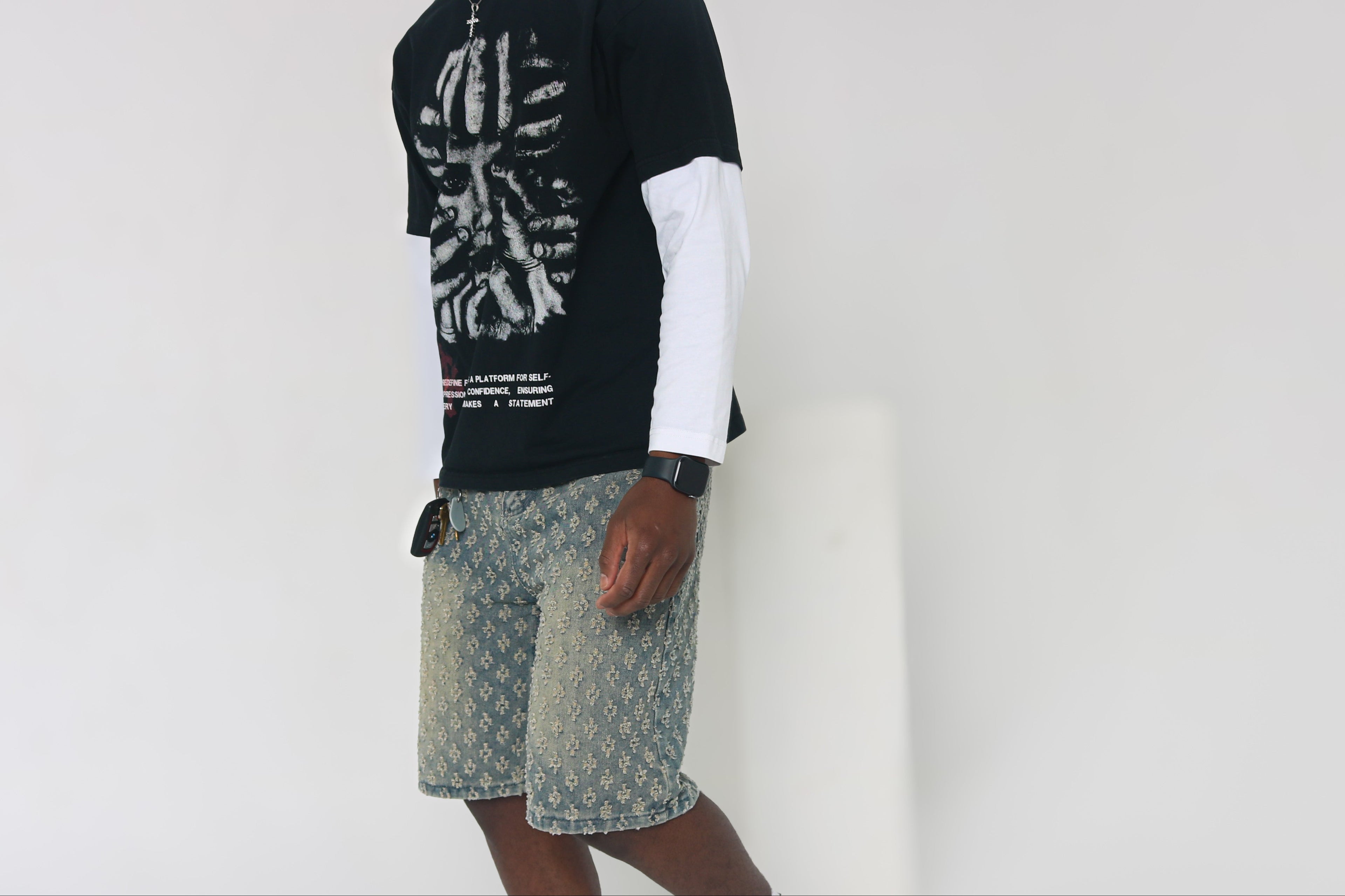 Distressed Denim Shorts