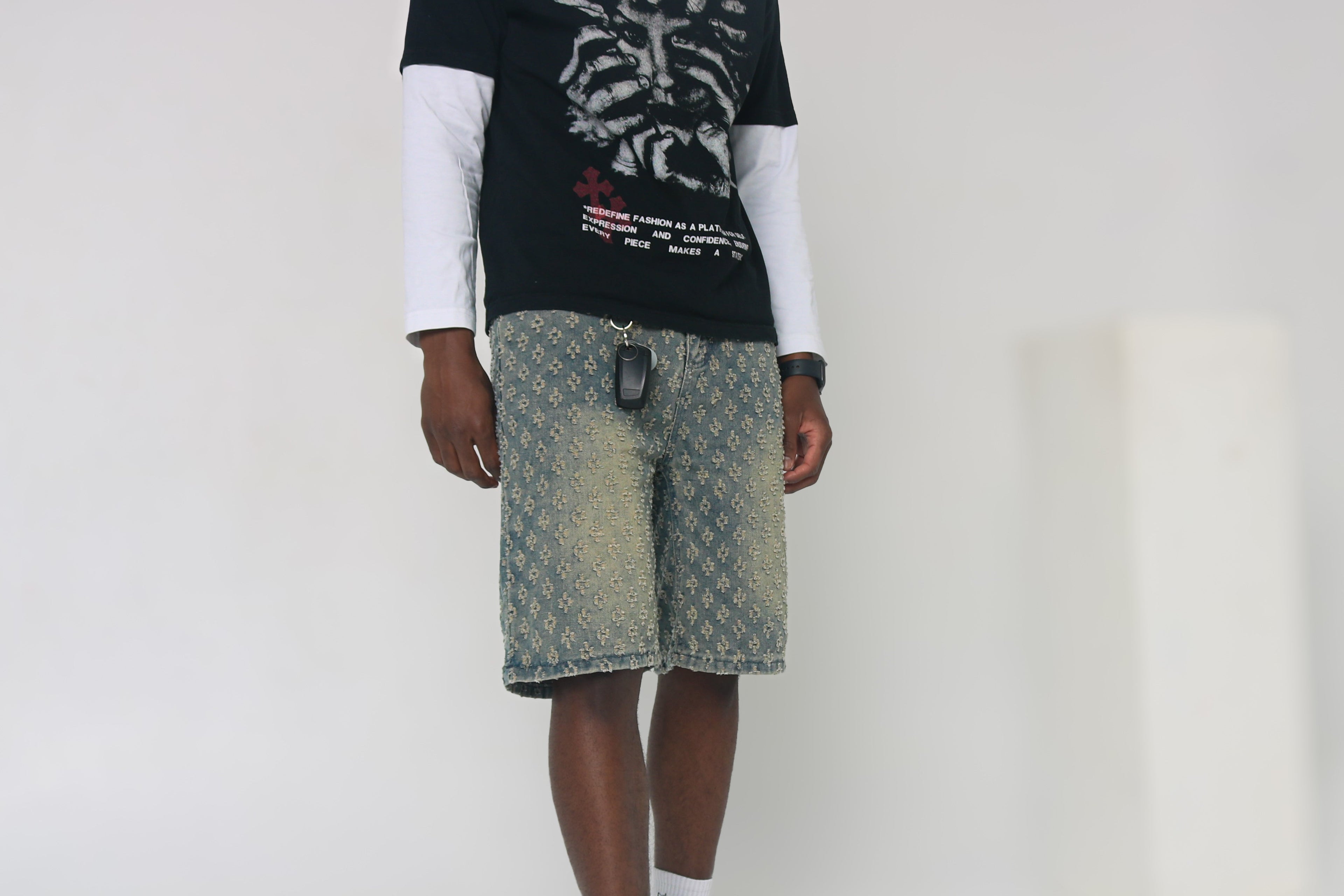 Distressed Denim Shorts